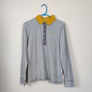 Horseware Ireland Cara Gray Chevron Long Sleeve Polo Large Preppy Equestrian